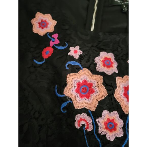 Y2K Romeo & Juliet Couture Dress Size S Pink Embroidery Floral Zip New Wimsygoth - Picture 7 of 9